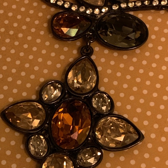 Gorgeous Golden Topaz Yellow & Clear Rhinestone Paved Hollywood Party Necklace - Picture 9 of 11
